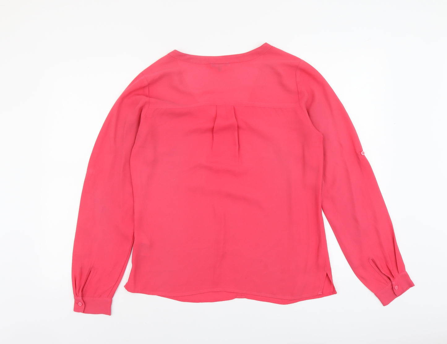 Warehouse Womens Pink Polyester Basic Blouse Size 10 V-Neck