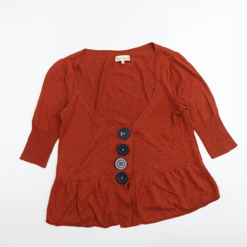 River Island Womens Red Scoop Neck Viscose Cardigan Jumper Size 10