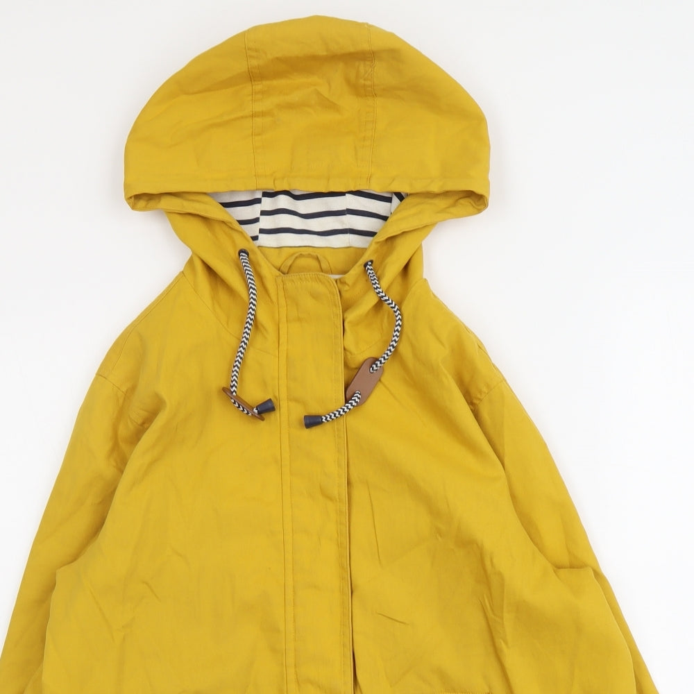 F&F Womens Yellow Striped Rain Coat Coat Size 12 Button