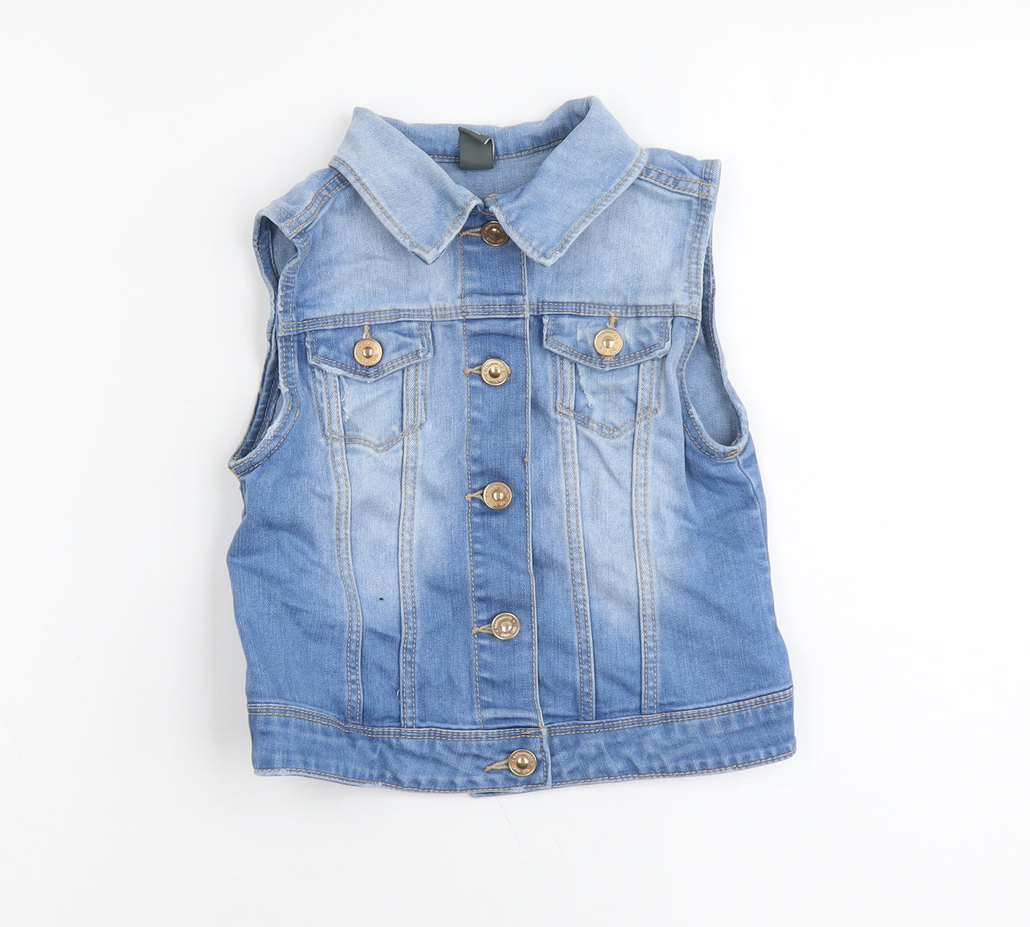 Zara Girls Blue Gilet Jacket Size 9 Years Button