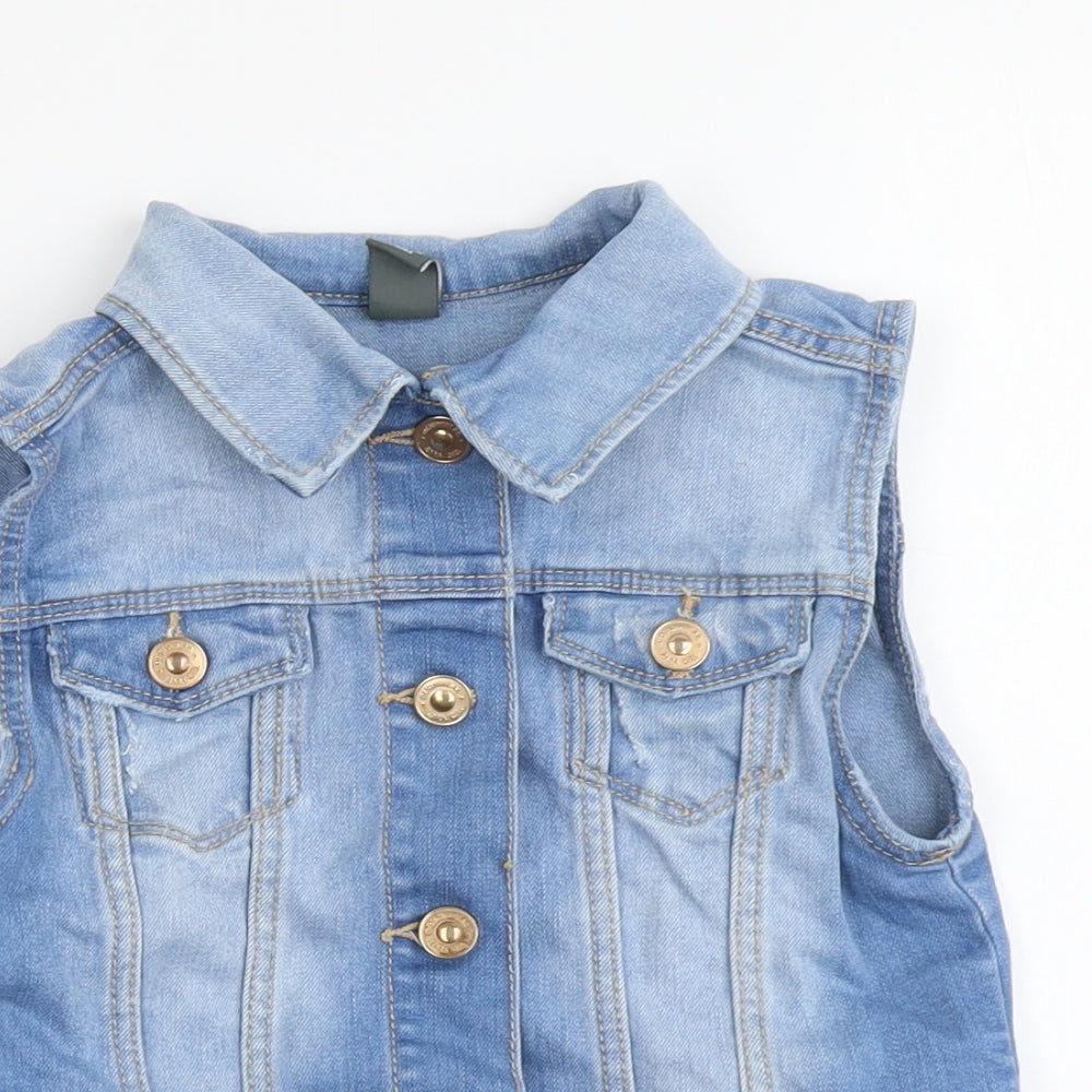 Zara Girls Blue Gilet Jacket Size 9 Years Button