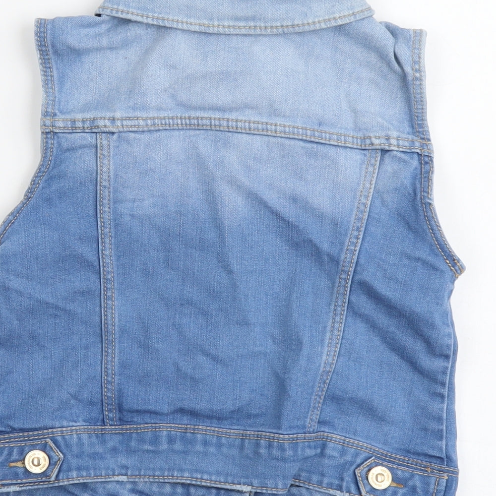 Zara Girls Blue Gilet Jacket Size 9 Years Button