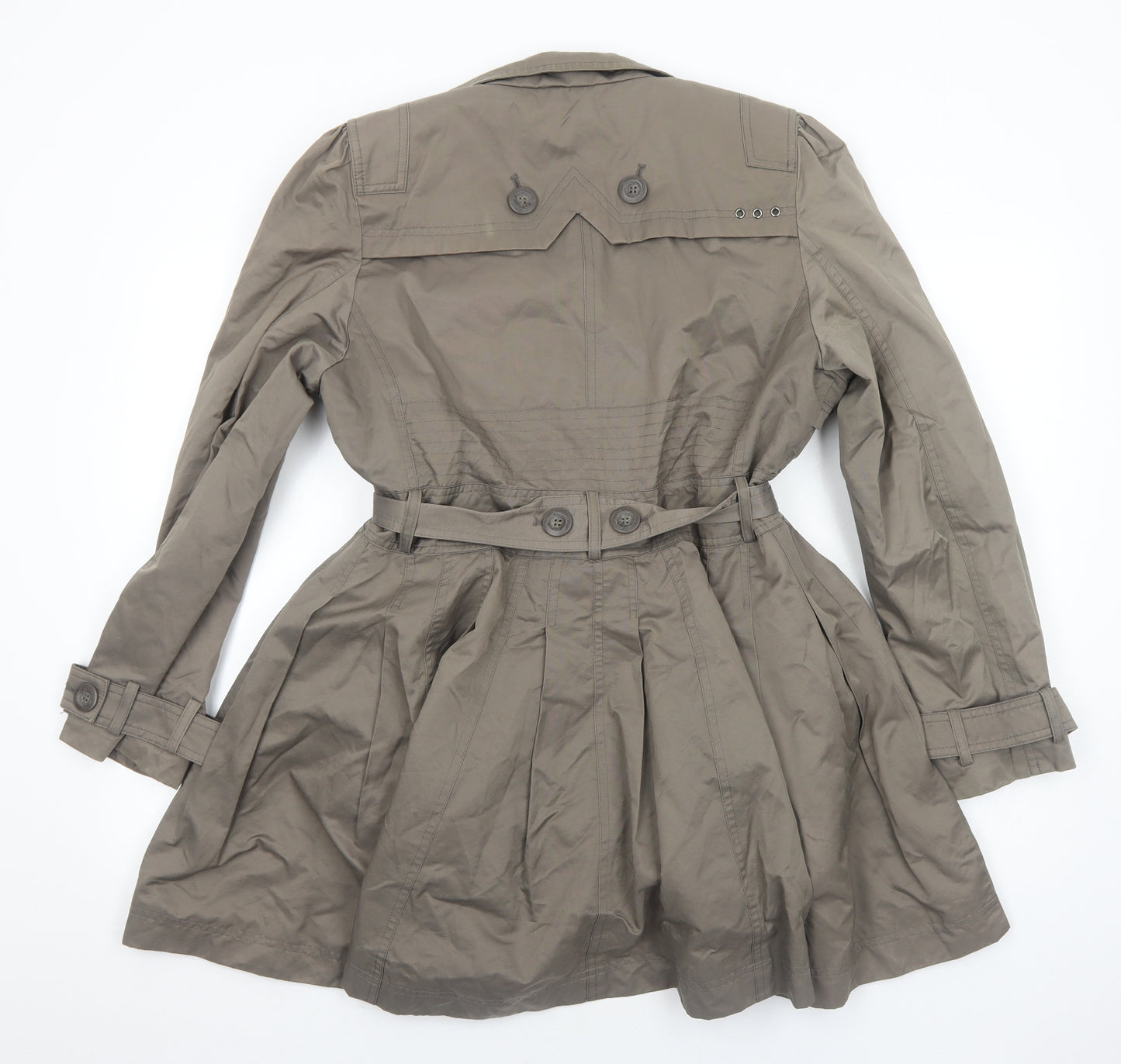 Be Beau Womens Brown Trench Coat Coat Size 16 Button