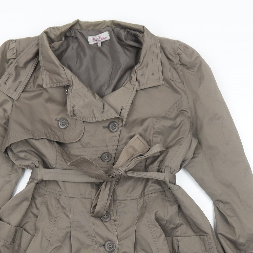 Be Beau Womens Brown Trench Coat Coat Size 16 Button