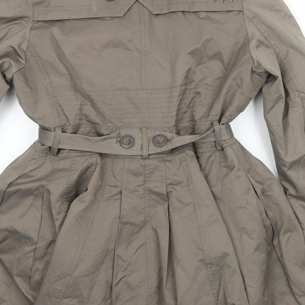 Be Beau Womens Brown Trench Coat Coat Size 16 Button