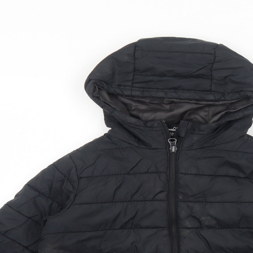 Freedom Trail Boys Black Quilted Jacket Size 5-6 Years Zip