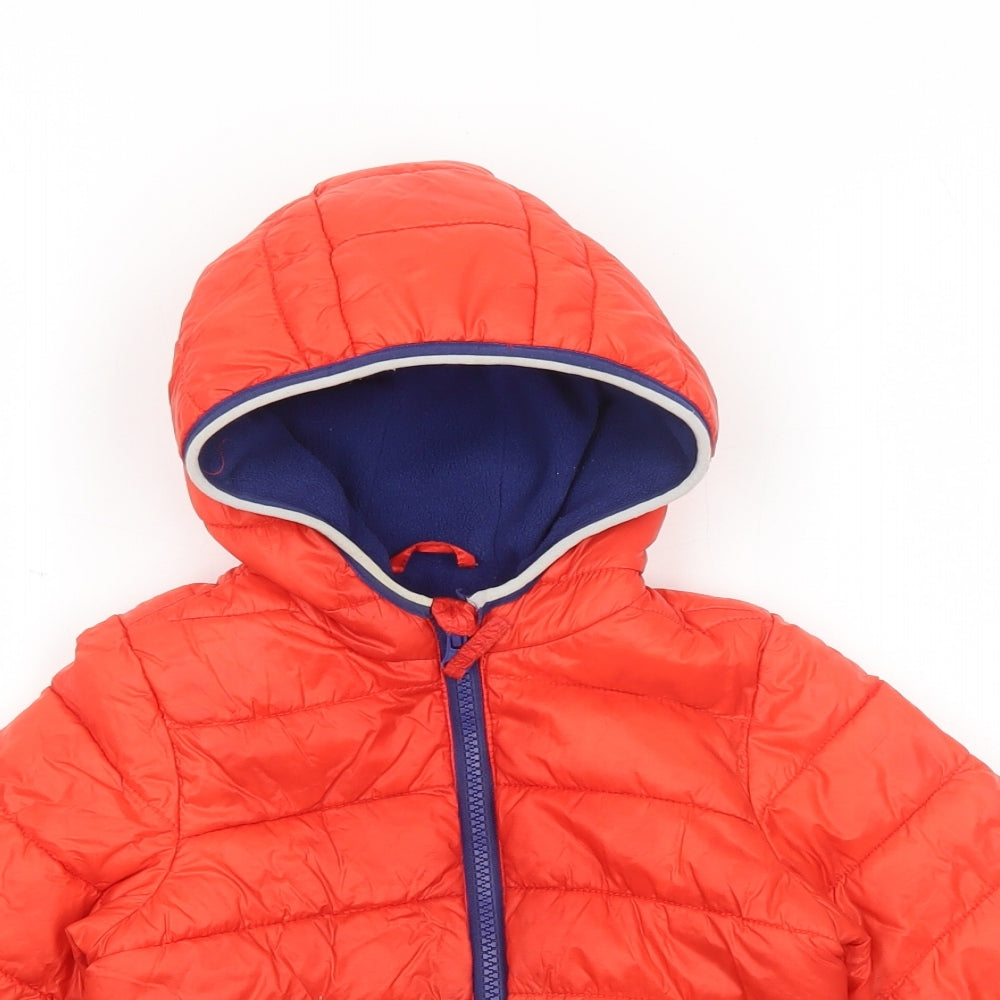 Mothercare Boys Red Puffer Jacket Jacket Size 18-24 Months Zip