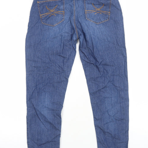 Marks and Spencer Womens Blue Cotton Straight Jeans Size 8 Regular Zip