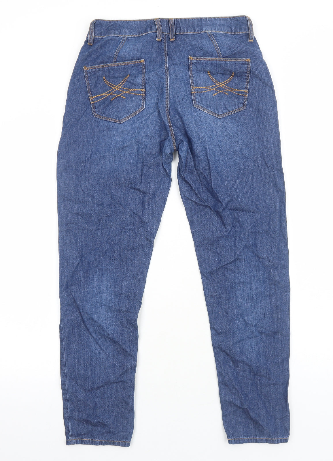 Marks and Spencer Womens Blue Cotton Straight Jeans Size 8 Regular Zip
