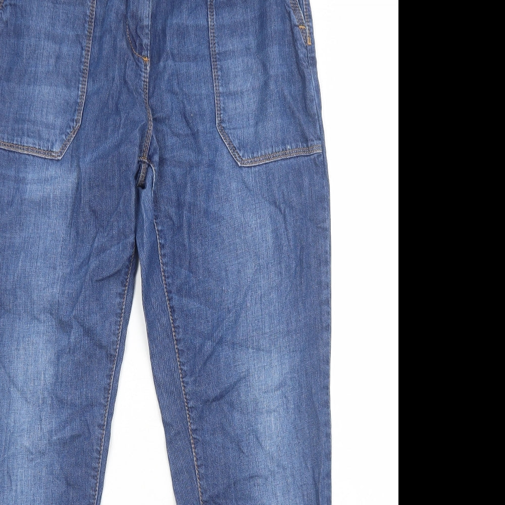 Marks and Spencer Womens Blue Cotton Straight Jeans Size 8 Regular Zip