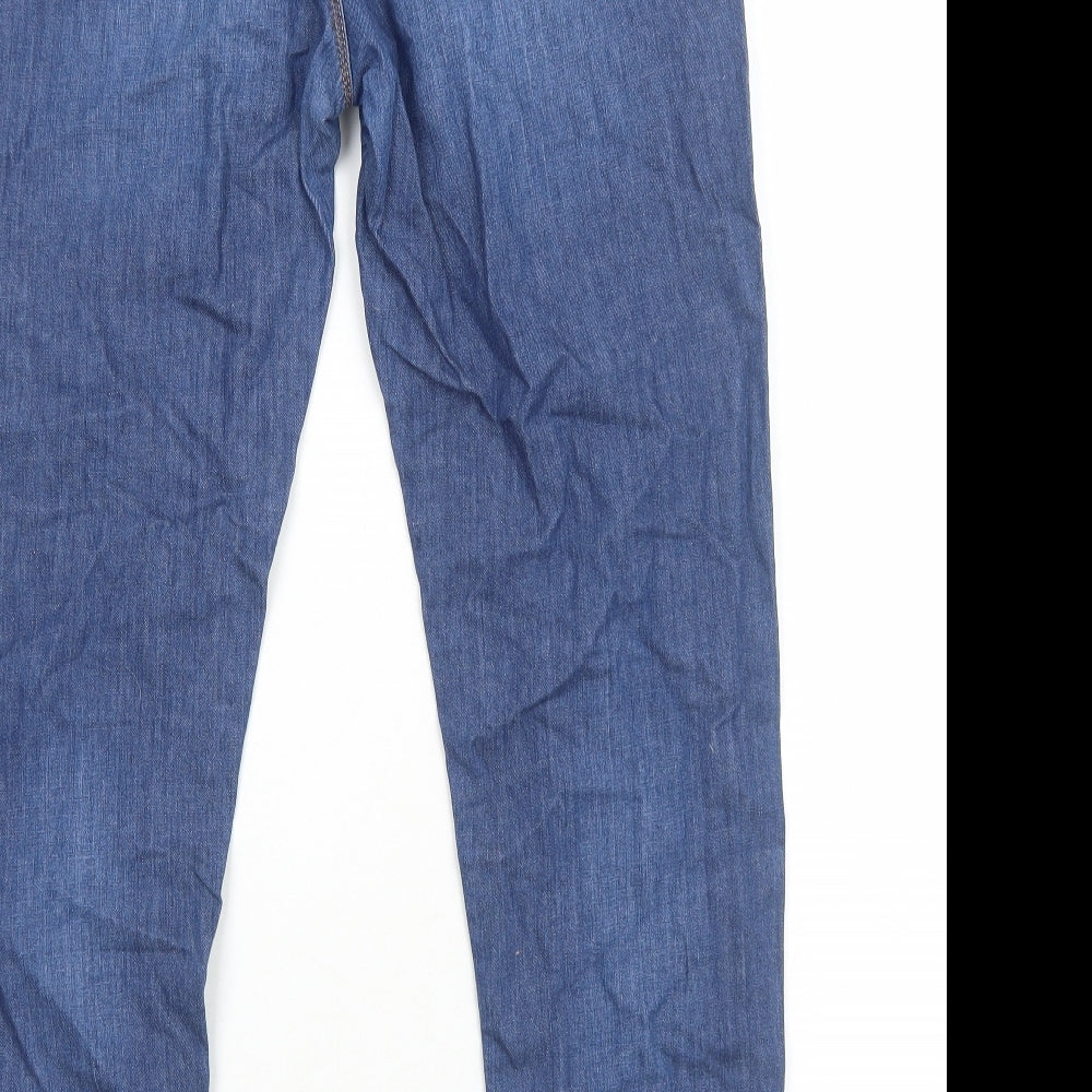 Marks and Spencer Womens Blue Cotton Straight Jeans Size 8 Regular Zip