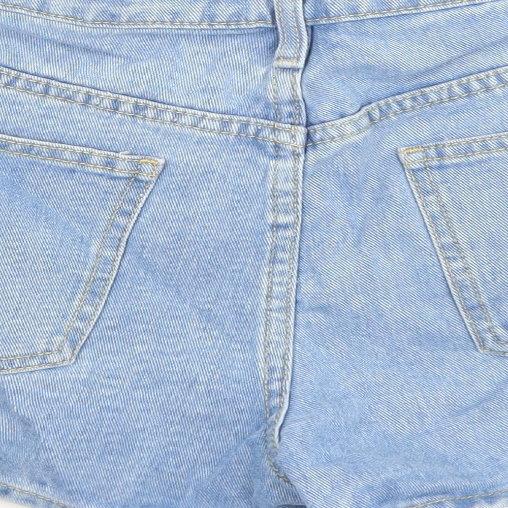 PRETTYLITTLETHING Womens Blue Cotton Mom Shorts Size 8 Regular Zip