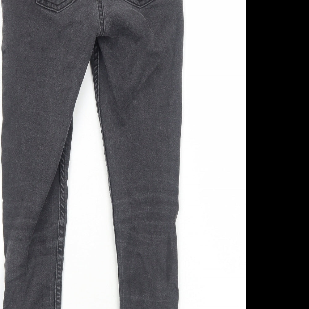 F&F Girls Grey Cotton Skinny Jeans Size 9-10 Years Regular Zip