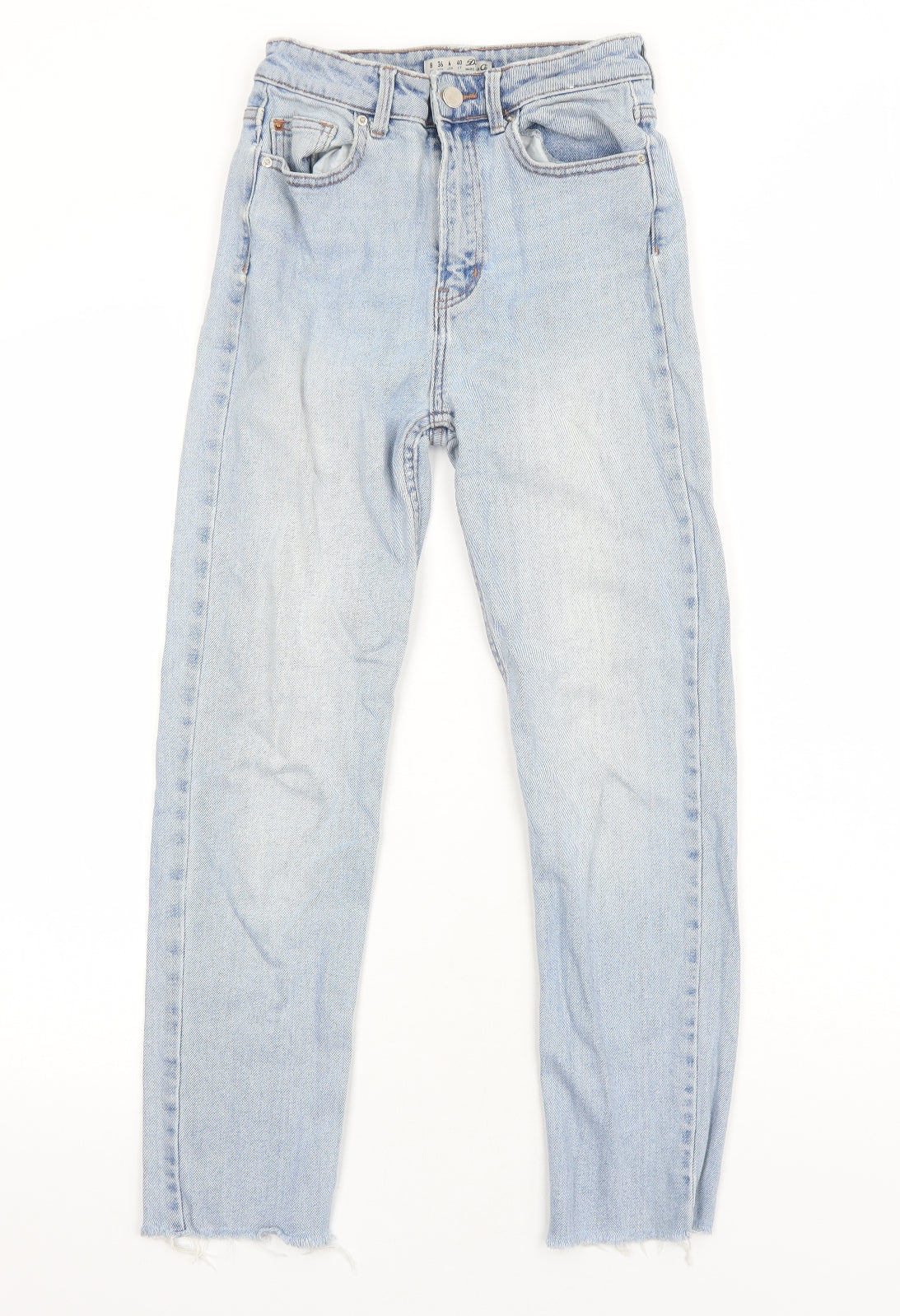 Primark Womens Blue Cotton Straight Jeans Size 8 Regular Zip