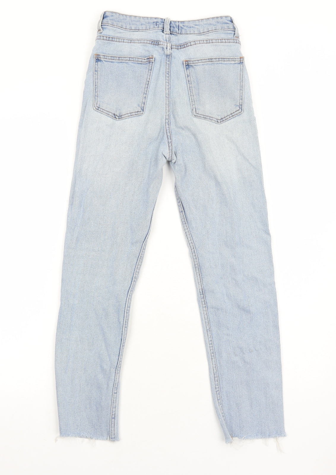 Primark Womens Blue Cotton Straight Jeans Size 8 Regular Zip