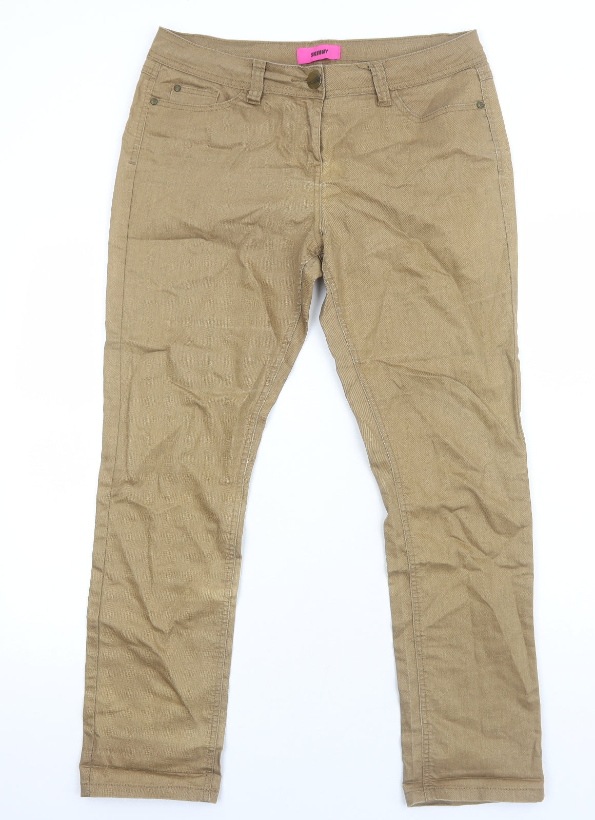 George Womens Brown Cotton Straight Jeans Size 14 Regular Zip