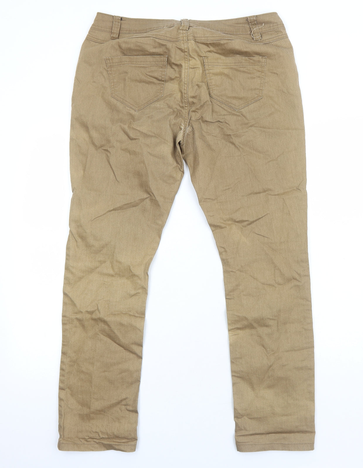 George Womens Brown Cotton Straight Jeans Size 14 Regular Zip
