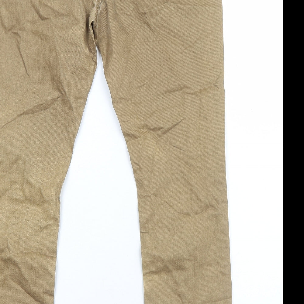 George Womens Brown Cotton Straight Jeans Size 14 Regular Zip
