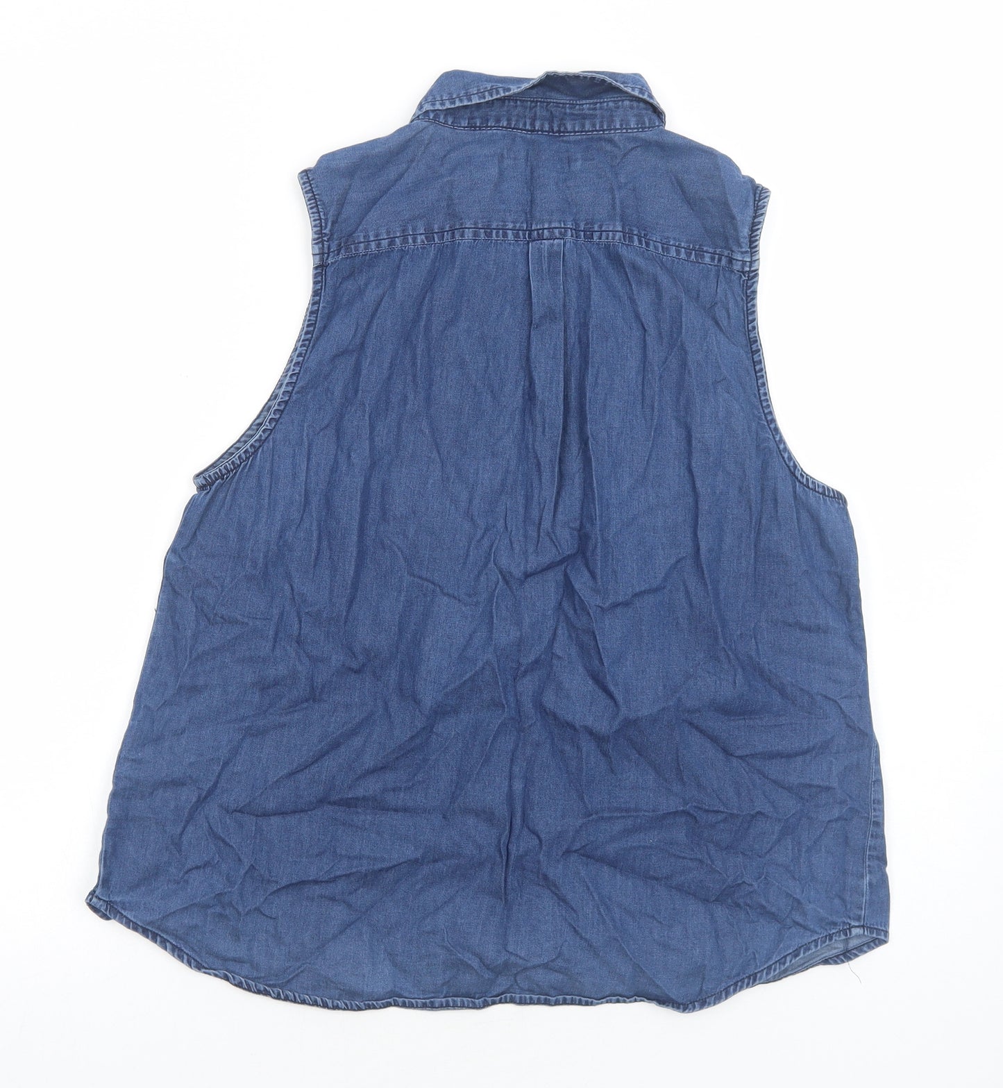 George Womens Blue Cotton Basic Tank Size 14 V-Neck