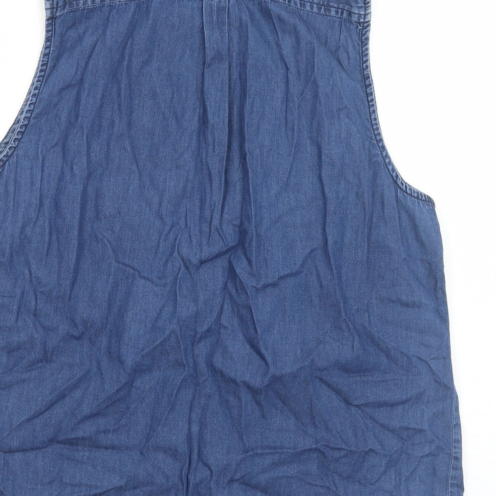 George Womens Blue Cotton Basic Tank Size 14 V-Neck