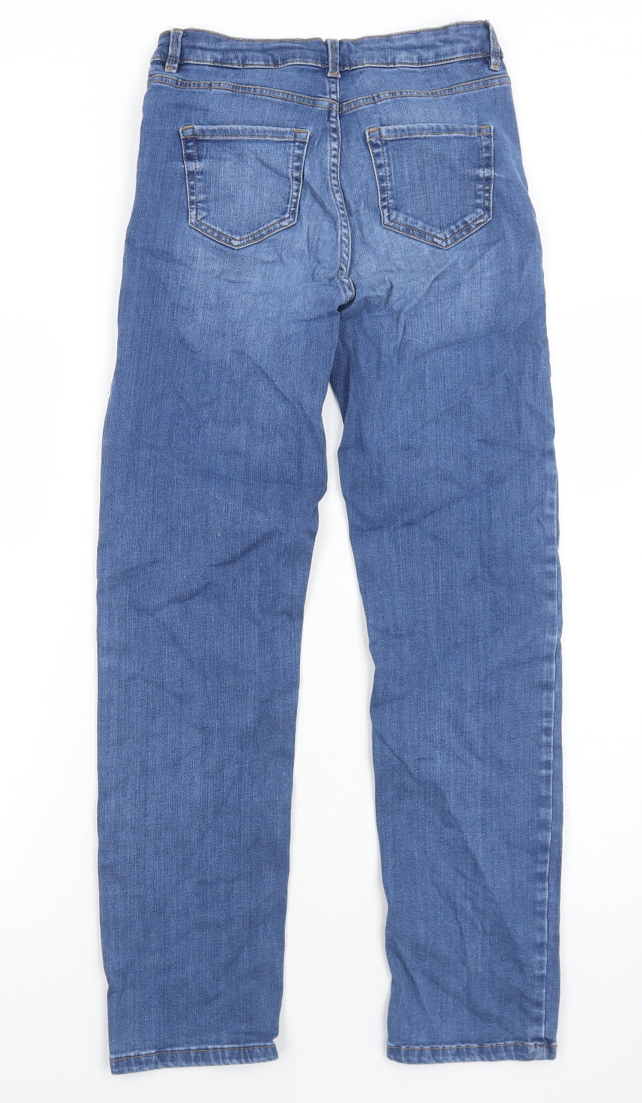 Marks and Spencer Womens Blue Cotton Straight Jeans Size 10 Regular Zip