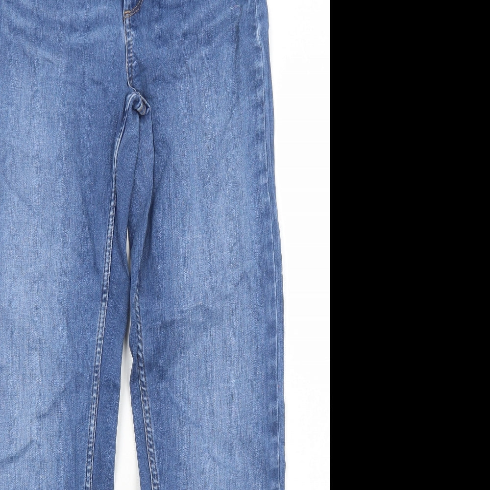 Marks and Spencer Womens Blue Cotton Straight Jeans Size 10 Regular Zip
