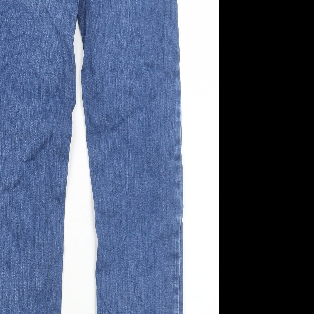 Marks and Spencer Womens Blue Cotton Straight Jeans Size 10 Regular Zip
