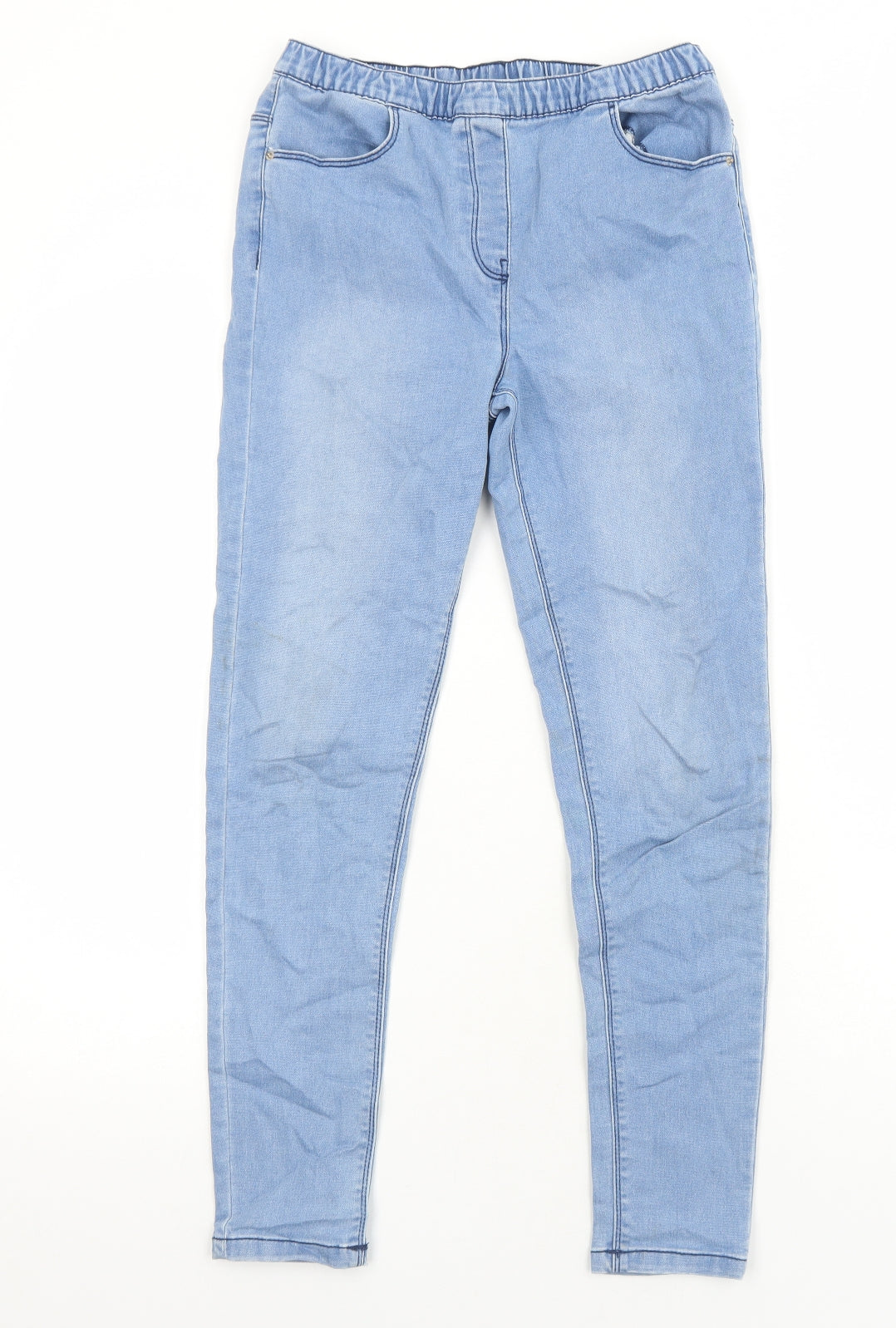 Matalan Girls Blue Cotton Skinny Jeans Size 13 Years Regular Pullover