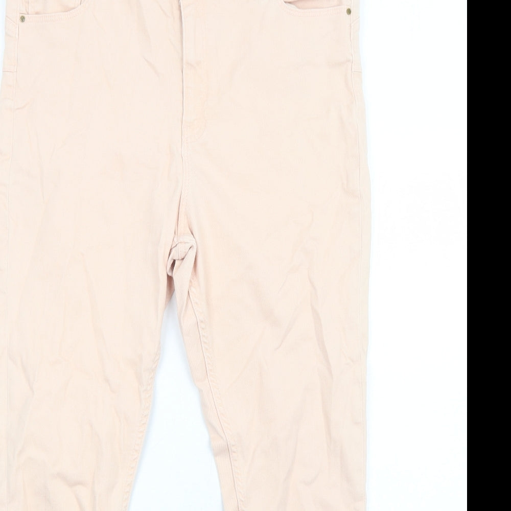 F&F Womens Pink Cotton Skinny Jeans Size 16 Regular Zip - Distressed Hems