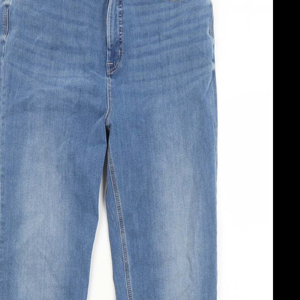 Marks and Spencer Womens Blue Cotton Straight Jeans Size 16 Regular Zip