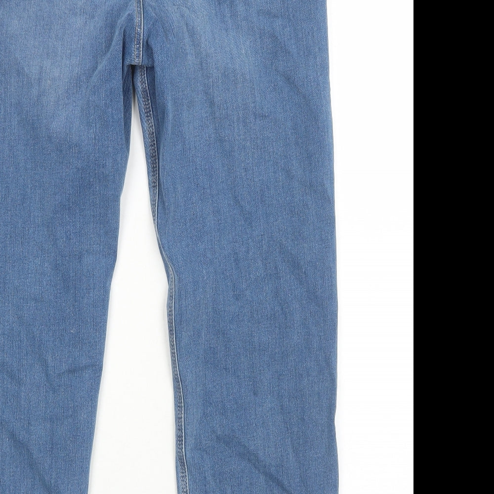 Marks and Spencer Womens Blue Cotton Straight Jeans Size 16 Regular Zip