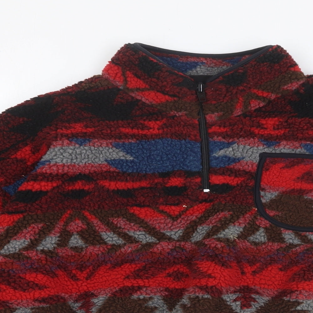 Urban Outfitters Womens Multicoloured Geometric Polyester Pullover Sweatshirt Size L Zip - Cropped