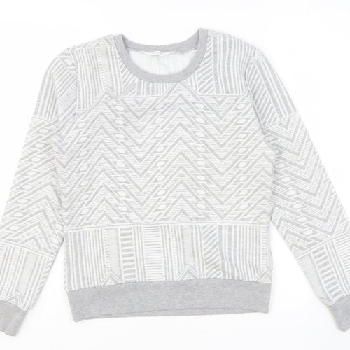 Miss Selfridge Womens Grey Geometric Cotton Pullover Sweatshirt Size 6 Pullover