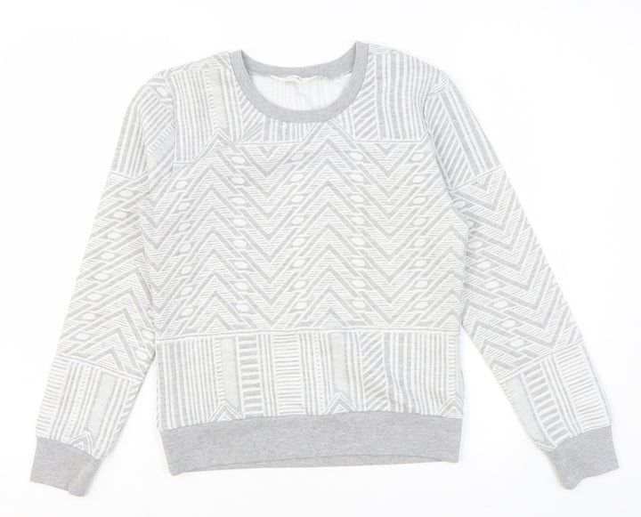 Miss Selfridge Womens Grey Geometric Cotton Pullover Sweatshirt Size 6 Pullover