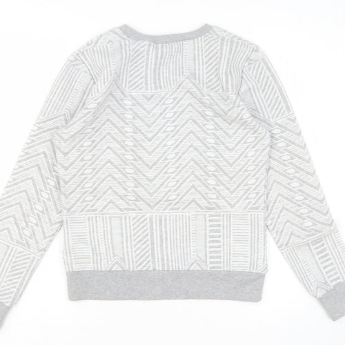 Miss Selfridge Womens Grey Geometric Cotton Pullover Sweatshirt Size 6 Pullover