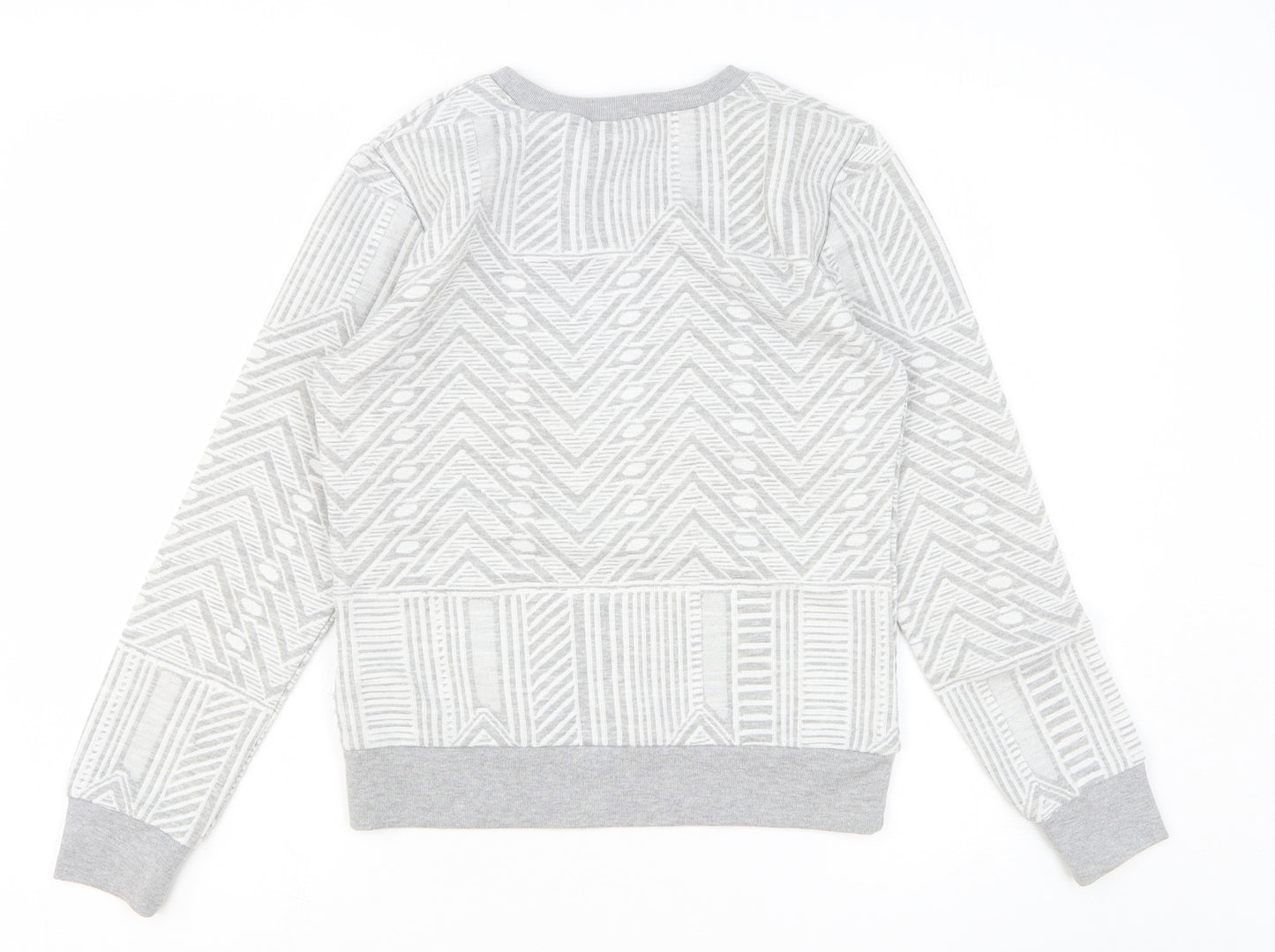 Miss Selfridge Womens Grey Geometric Cotton Pullover Sweatshirt Size 6 Pullover