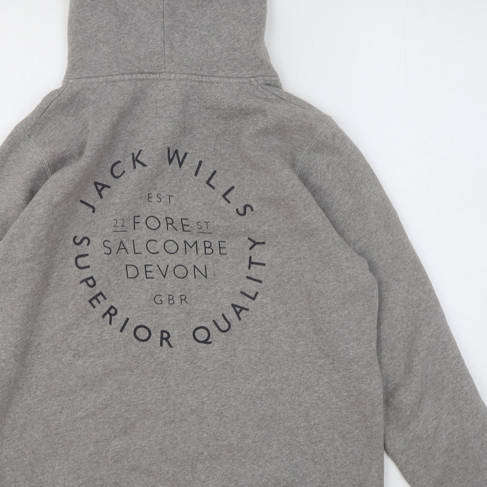 Jack Wills Womens Grey Cotton Pullover Hoodie Size 12 Pullover