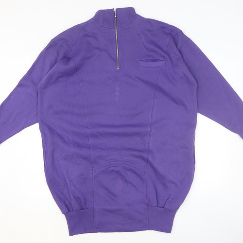 Preworn Womens Purple Cotton Pullover Sweatshirt Size S Zip - Size S/M