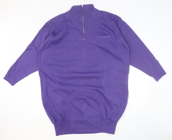 Preworn Womens Purple Cotton Pullover Sweatshirt Size S Zip - Size S/M
