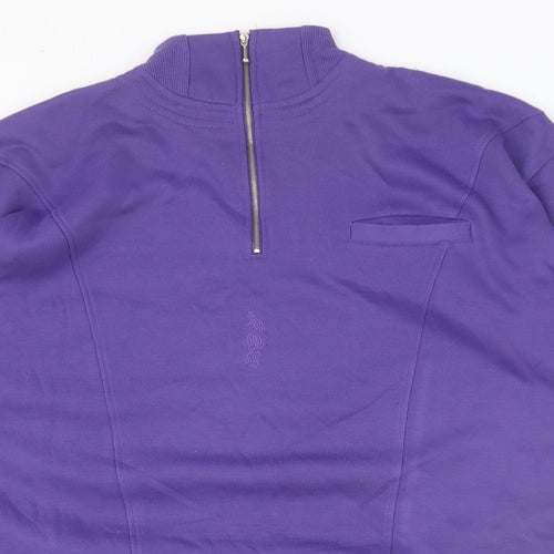 Preworn Womens Purple Cotton Pullover Sweatshirt Size S Zip - Size S/M