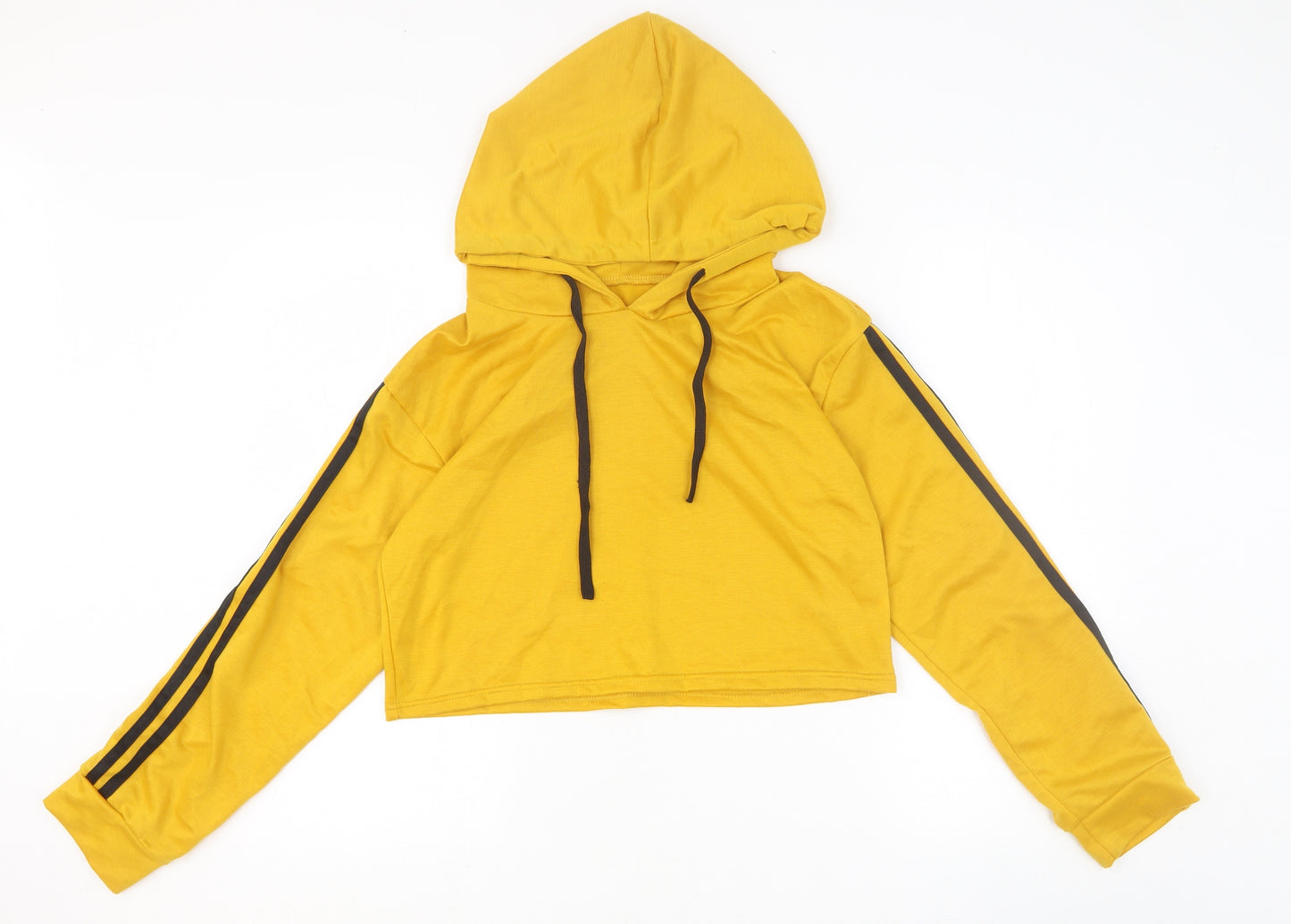 Preworn Womens Yellow Cotton Pullover Hoodie Size M Pullover - Cropped