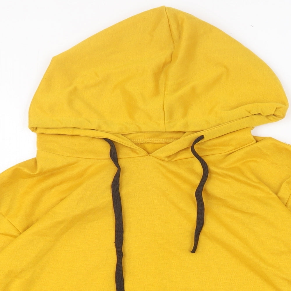 Preworn Womens Yellow Cotton Pullover Hoodie Size M Pullover - Cropped