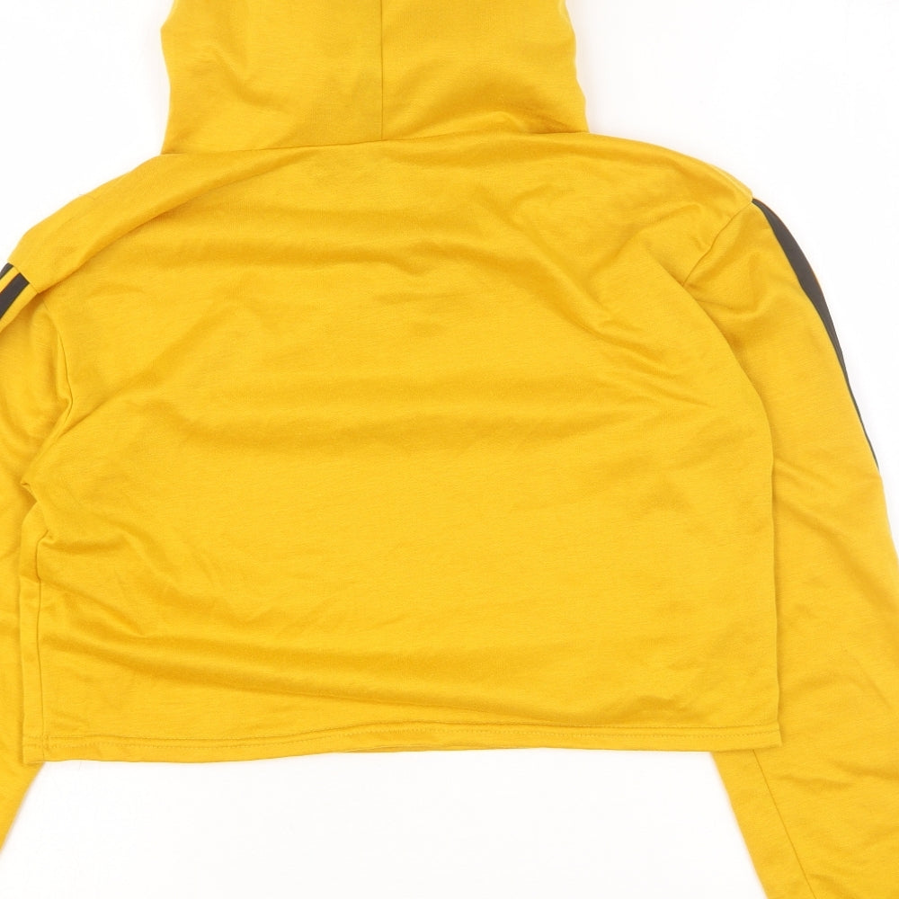 Preworn Womens Yellow Cotton Pullover Hoodie Size M Pullover - Cropped