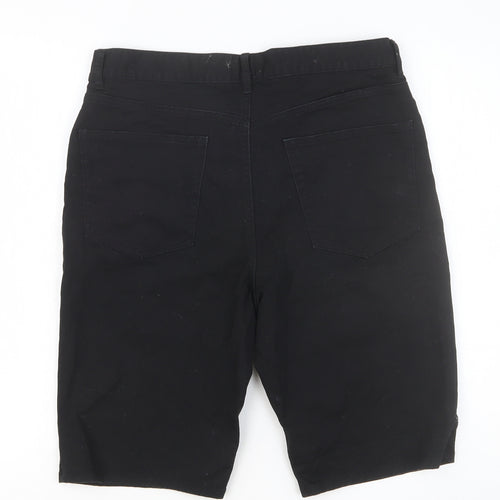 H&M Womens Black Cotton Chino Shorts Size 32 in Slim Button