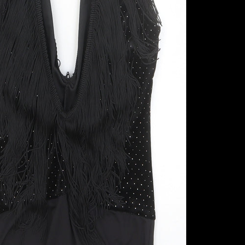 Zara Womens Black Polyester Bodysuit One-Piece Size M Button