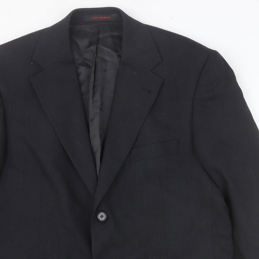 Jeff Banks Mens Grey Viscose Jacket Suit Jacket Size 42 Regular
