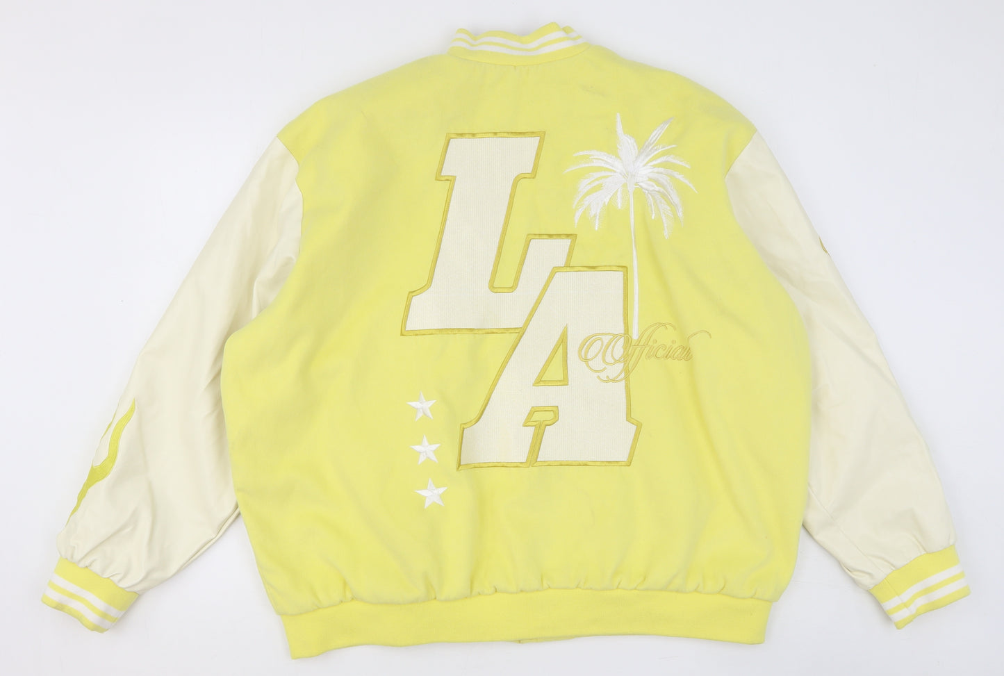 Boohoo Mens Yellow Varsity Jacket Jacket Size S Button