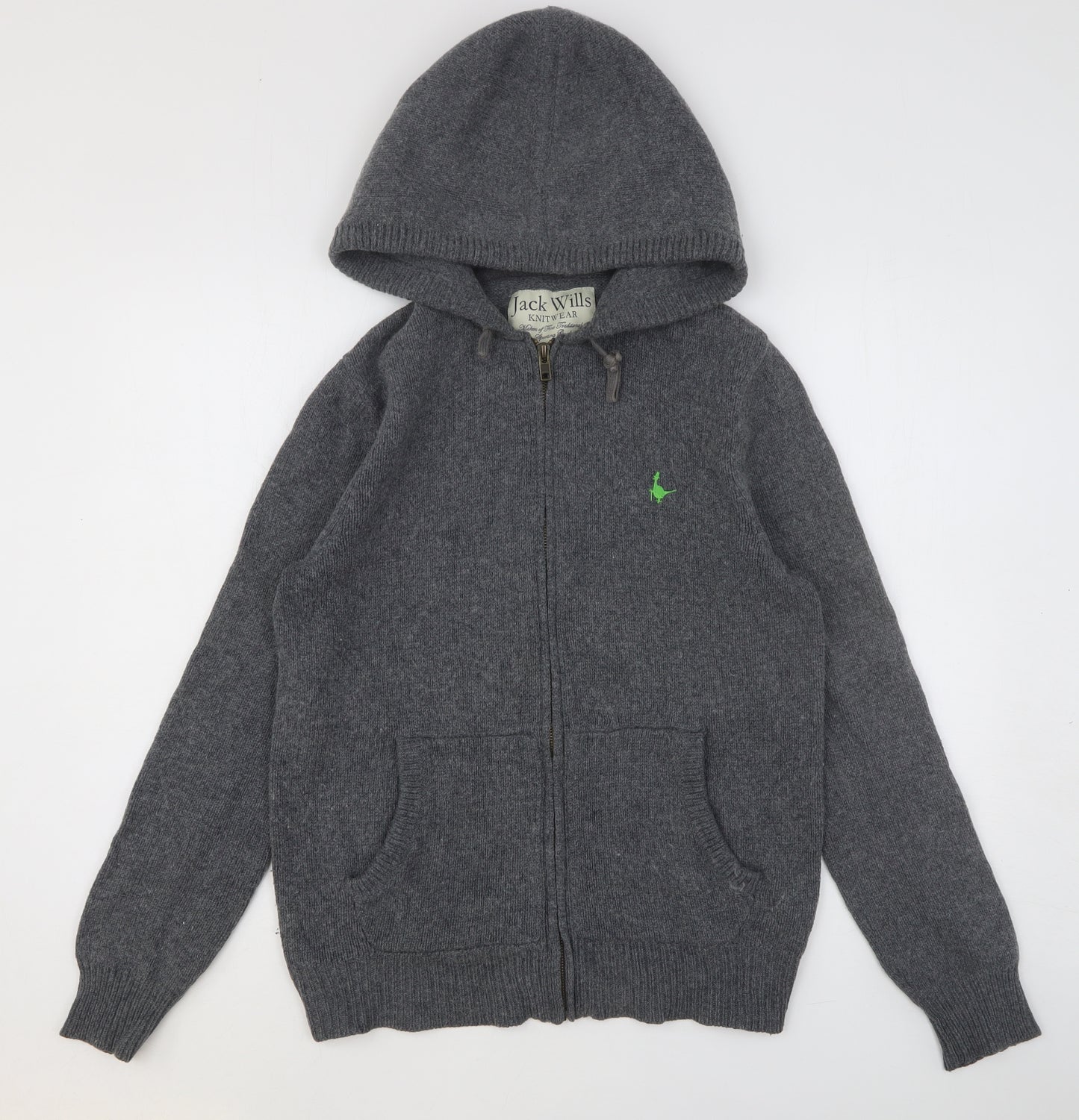 Jack Wills Mens Grey Cotton Full Zip Hoodie Size S