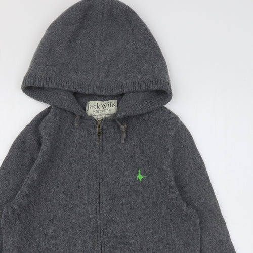 Jack Wills Mens Grey Cotton Full Zip Hoodie Size S