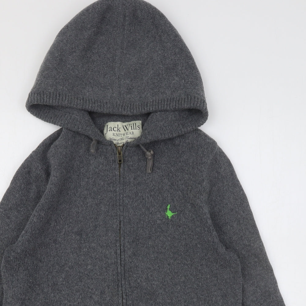 Jack Wills Mens Grey Cotton Full Zip Hoodie Size S